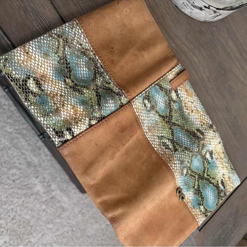 HOBO Tan and Snake Print Clutch
